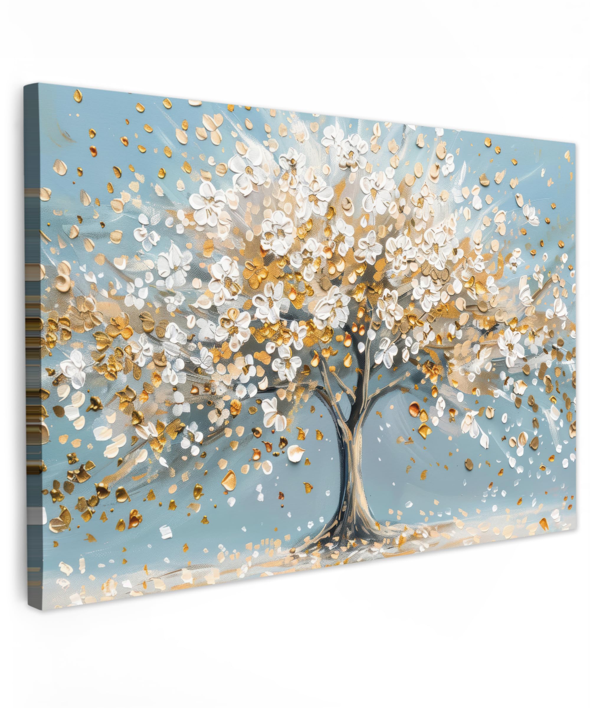 MuchoWow© Cuadros Decoracion Salon Modernos 120x80 cm Dormitorios Cuadro Decorativos de Salon Lienzos Decorativo Decoración Modernos Cabecero Cama Flores - Blanco - Arte - Árbol de la vida