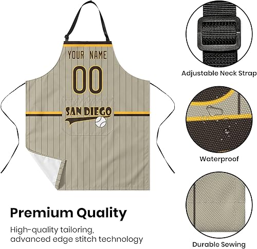 Miniatura 7 de ANTKING Custom Apron with Pocket Custom Any Name and Any Number Gifts for Dad Men Fans