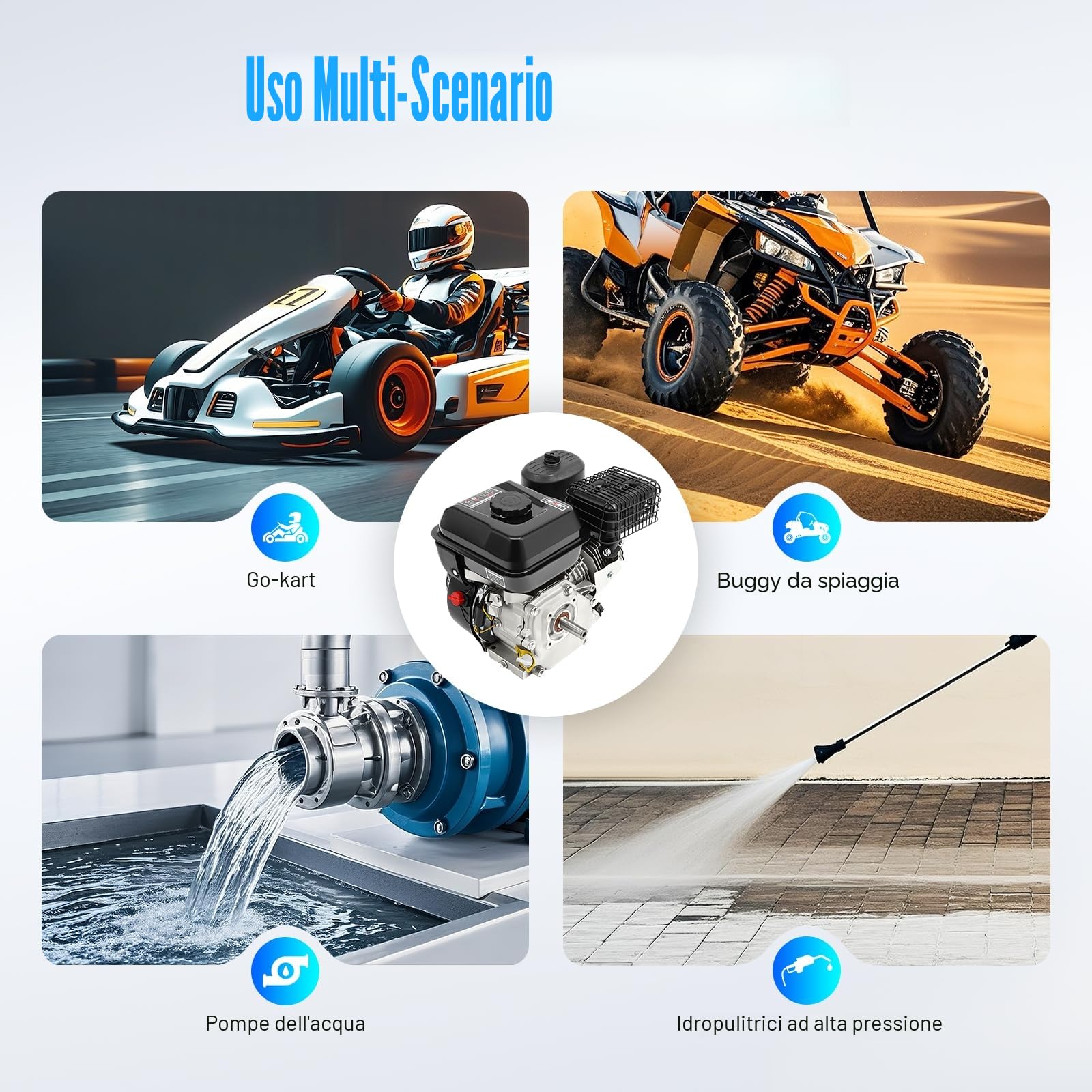 Motore a 4 tempi 7,5 CV Benzina, motore fisso, motore industriale, motore per kart, motore Go Kart, motore di ricambio, motore di trasmissione, motore per carichi pesanti, raffreddamento ad aria, per
