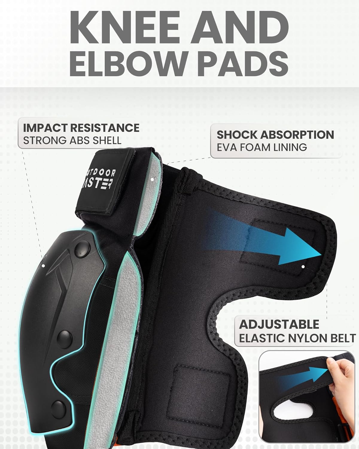 OutdoorMaster Skating Protective Gear Set - Skateboard Helmet Knee and Elbow Pads with Wrist Guards