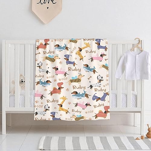 Miniatura 4 de Manta personalizada para perros con nombre, manta personalizada de perros salchicha personalizada, regalos para amantes de los perros, niñas y