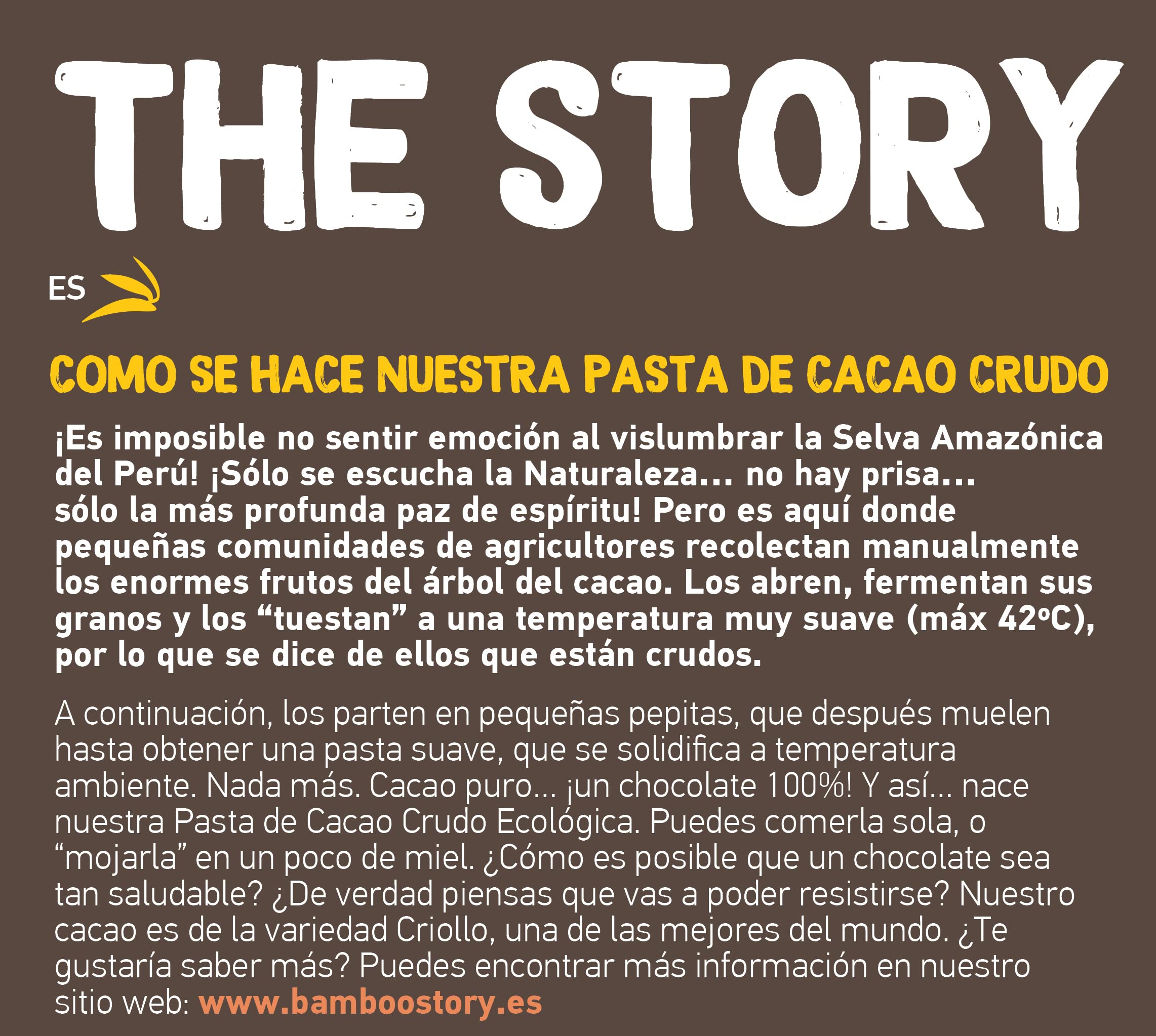 Crudo | BAMBOO STORY | Pasta Cacao en Obleas | Criollo | Ecológico/BIO | 100% Cacao | Sin Azúcar | 900 g | Origen 100% Perú