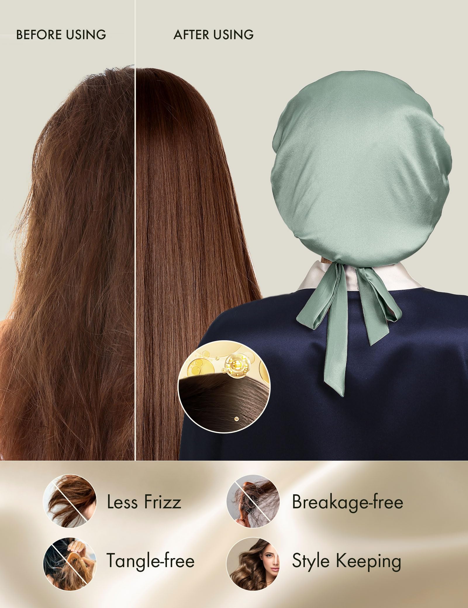 LilySilk 100% Pure Mulberry Silk Sleep Cap for Hair Care Women 19 Momme - Image 4