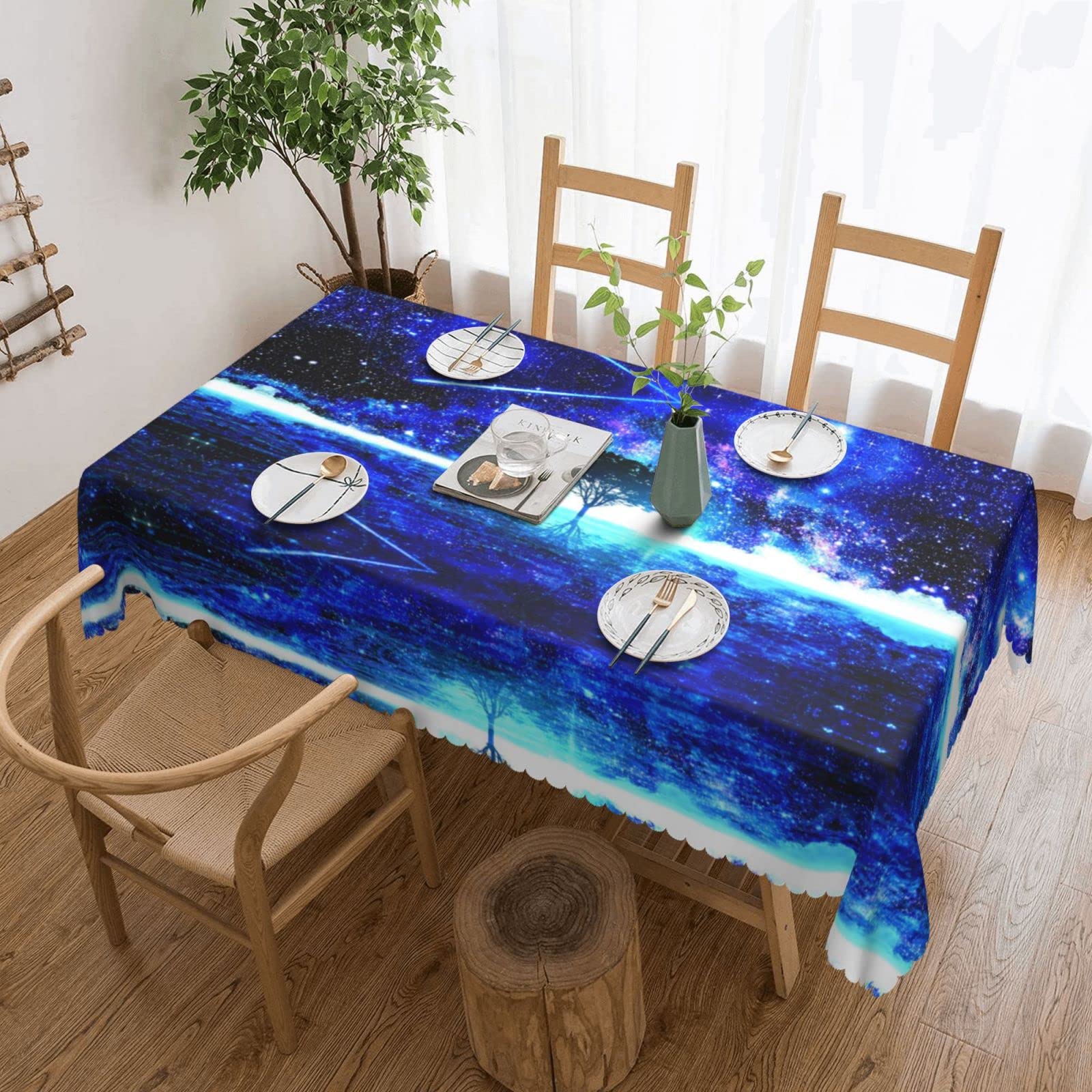 Nappe rectangulaire arbre de vie anti-tache lavable pour repas de fête