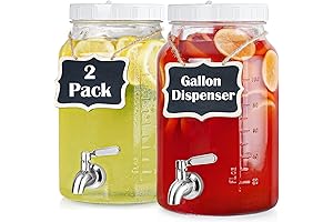 Glass Gallon Beverage Dispenser with Spigot for Kitchen and Party Use