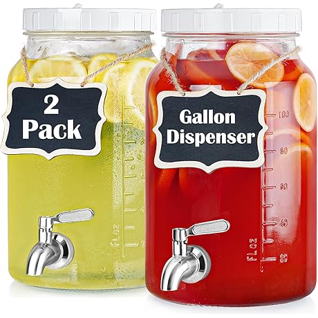 Glass Gallon Beverage Dispenser with Spigot for Kitchen and Party Use