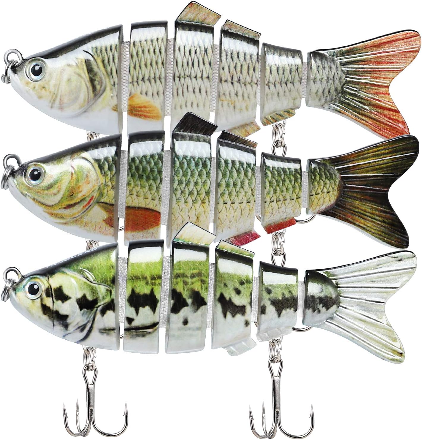 TRUSCEND Swimmax Easy Catch Fishing Lures with BKK Hooks, Wiggling, Vibrating, Rattling and Gurgling for More Bites, Heavy-Duty Dyneema Fiber Jointed Swimbaits for Bass, Trout, Crappie, Walleye, Pike