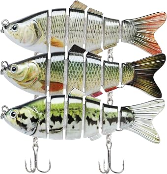TRUSCEND Swimmax Easy Catch Fishing Lures with BKK Hooks, Wiggling, Vibrating, Rattling and Gurgling for More Bites, Heavy-Duty Dyneema Fiber Jointed Swimbaits for Bass, Trout, Crappie, Walleye, Pike