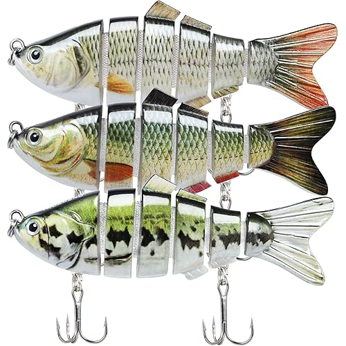 TRUSCEND Easy Catch Swimmax, Magic Noisy Turbulent Wiggling and Vibrating Actions for More Bites, Segmented Swimbait Jointed by Dyneema Strongest Fiber, Lifelike Fishing Lures for Relax Family Fishing