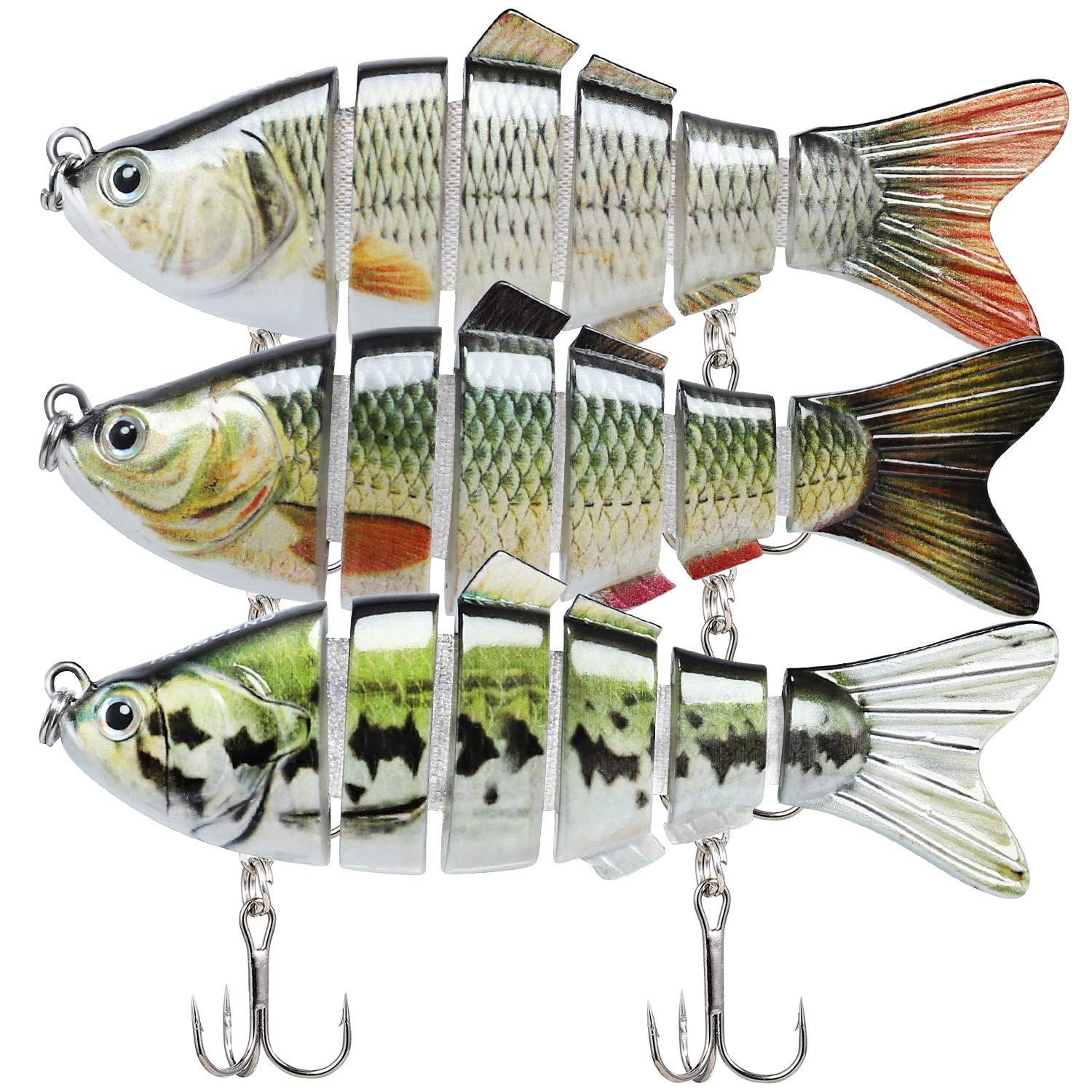 TRUSCEND Swimmax Easy Catch Fishing Lures with BKK Hooks, Wiggling, Vibrating, Rattling and Gurgling for More Bites, Heavy-Duty Dyneema Fiber Jointed Swimbaits for Bass, Trout, Crappie, Walleye, Pike
