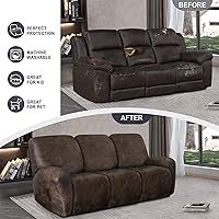 Vista 46 de Fundas para sillas reclinables con aspecto de cuero, funda elástica de 4 piezas, funda suave para silla reclinable, protector de muebles lavable