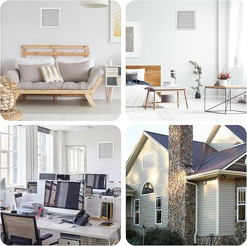 Miniatura 6 de Elecoman 2 rejillas de ventilación de aluminio de 12 x 18 pulgadas, rejillas de ventilación de metal para ático con pantalla, parrilla de aire de