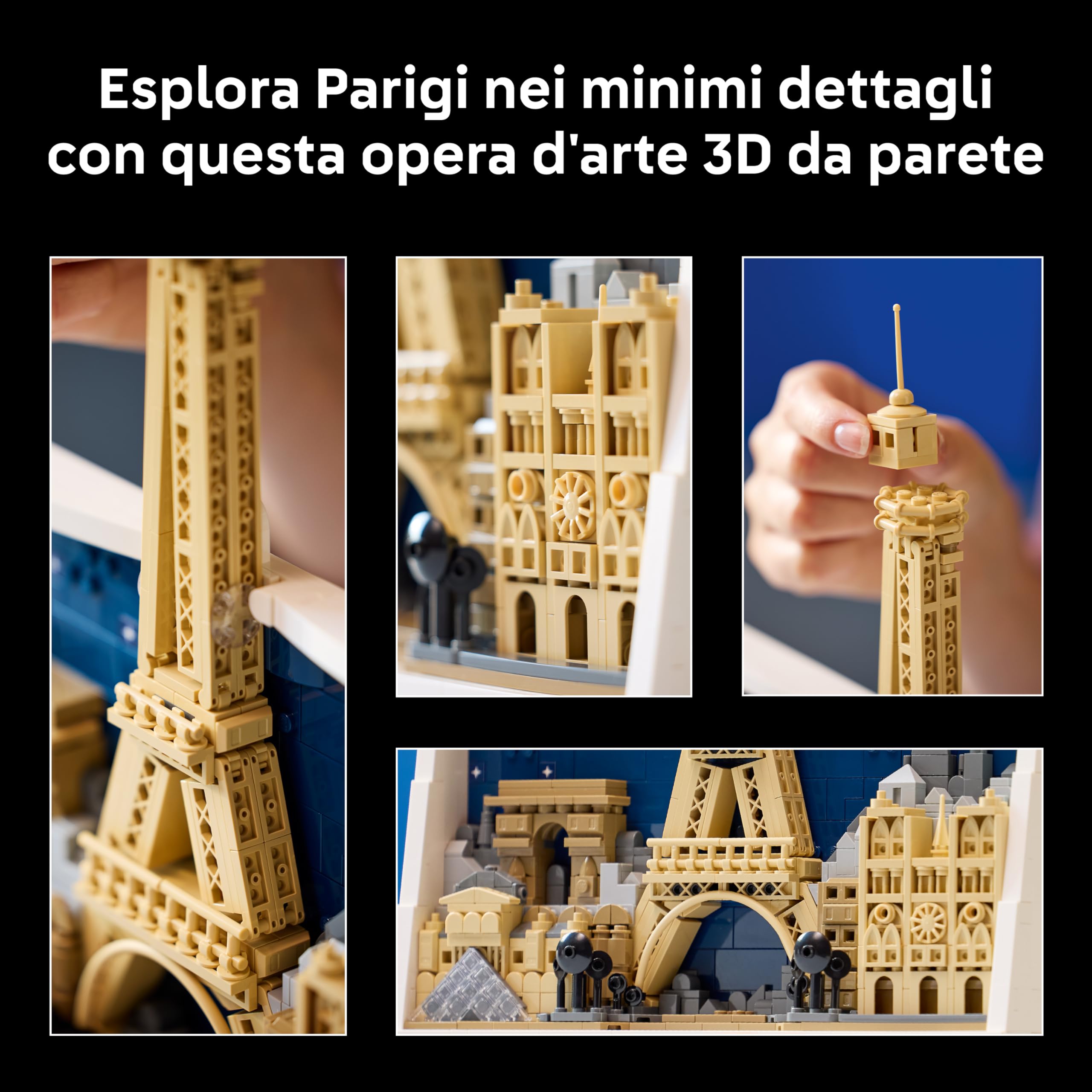 LEGO Architecture Parigi – La Città dell’Amore - Modellino da Costruire per Adulti Fai da Te - Decorazione per Casa o da Parete 3D con Paesaggio Parigino tra cui la Torre Eiffel - Idea Regalo - 21064