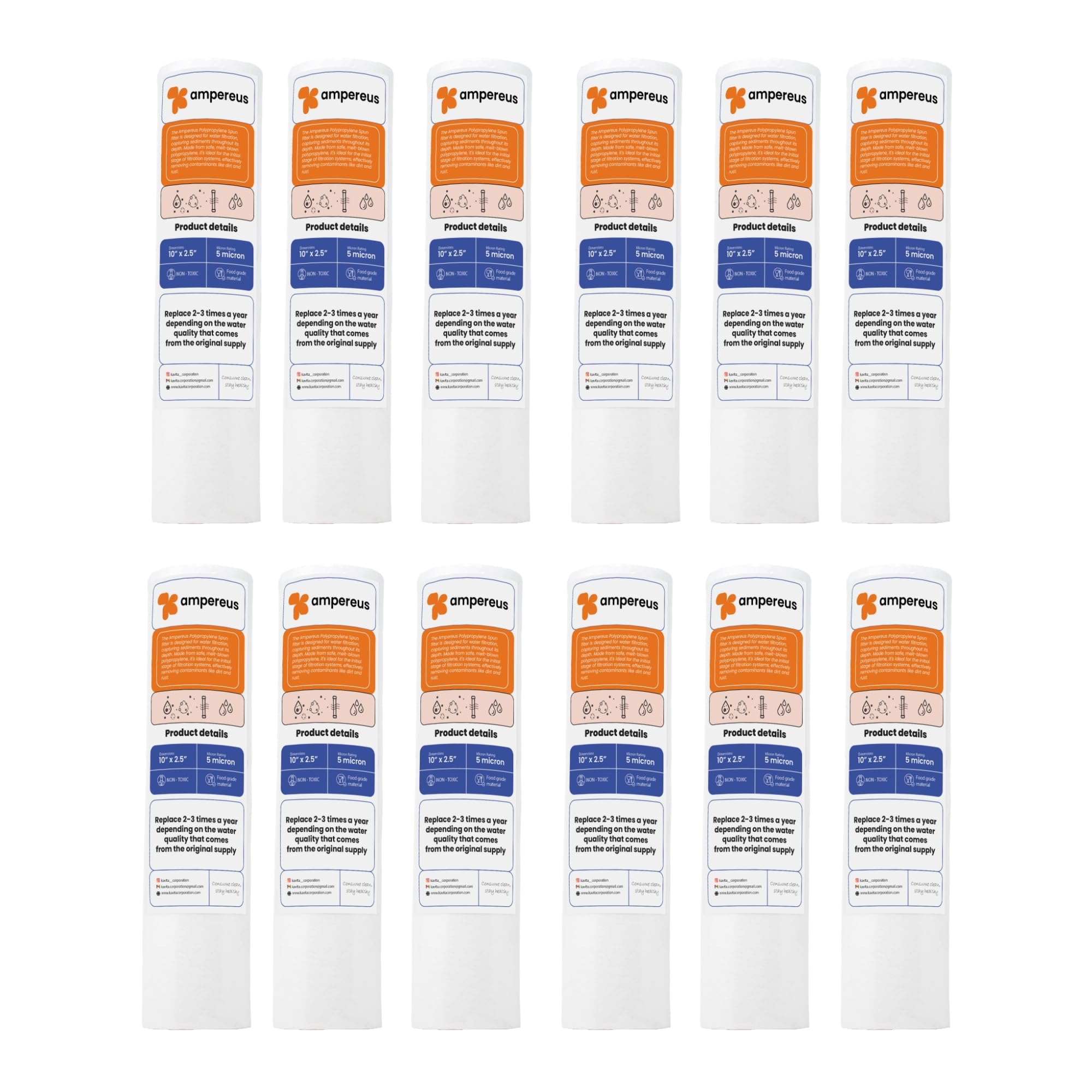 AMPEREUS Heavy PP Spun Filter 10 inch Compatible for All Type Commercial Ro Housing Sediment Filters/Pre Filter | Replacement High-Density Spun Filter Cartridge Pre Filter Candle 110gm (12 Pcs) (B09HL1ZZ9B) Amazon Price History, Amazon Price Tracker