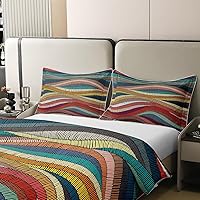 Vista 4 de Erosebridal - Juego de funda de edredón bohemia 100% algodón orgánico, diseño ondulado, cama individual, funda de edredón bordada con arco iris