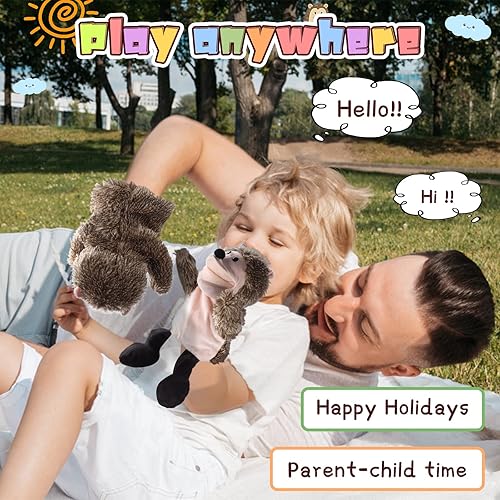 Miniatura 8 de Abbotson Marionetas de mano de jirafa de peluche, con boca movible abierta, perfectas para contar historias, enseñanzas, juegos de rol y compañeros..