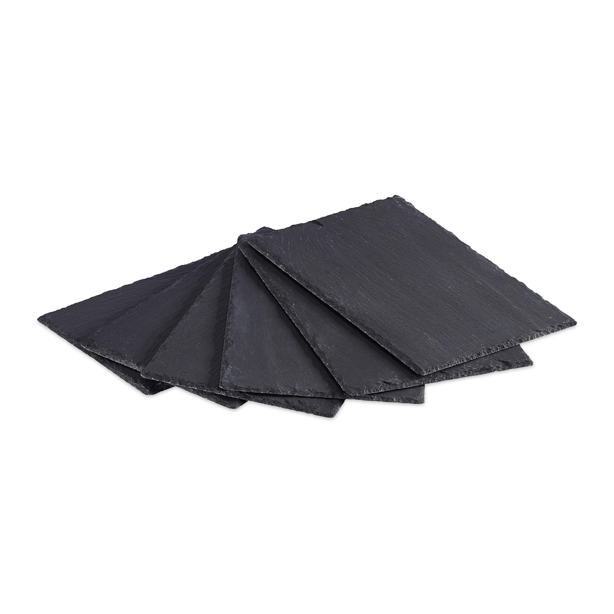 Relaxdays Set de 24 Platos de Pizarra, Bandejas para Servir Comida, 30 x 20 cm, Grandes, Antracita