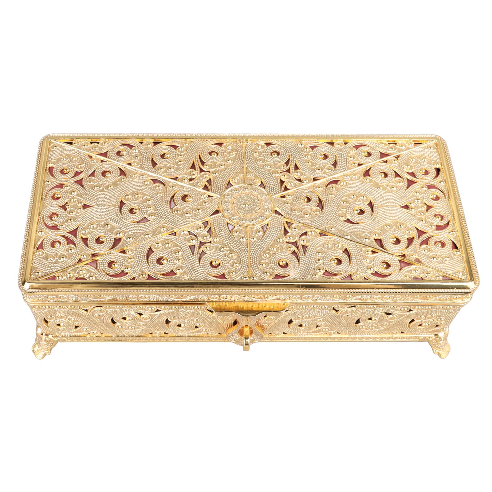 Dilwe Vintage Metal Jewelry Box, Rectangular Rust Protection (GOLD)