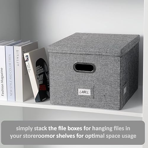 Miniatura 9 de DYWMM Organizador de archivos, caja de almacenamiento plegable para oficina, caja de archivos con tapas, organizador de documentos para oficina y