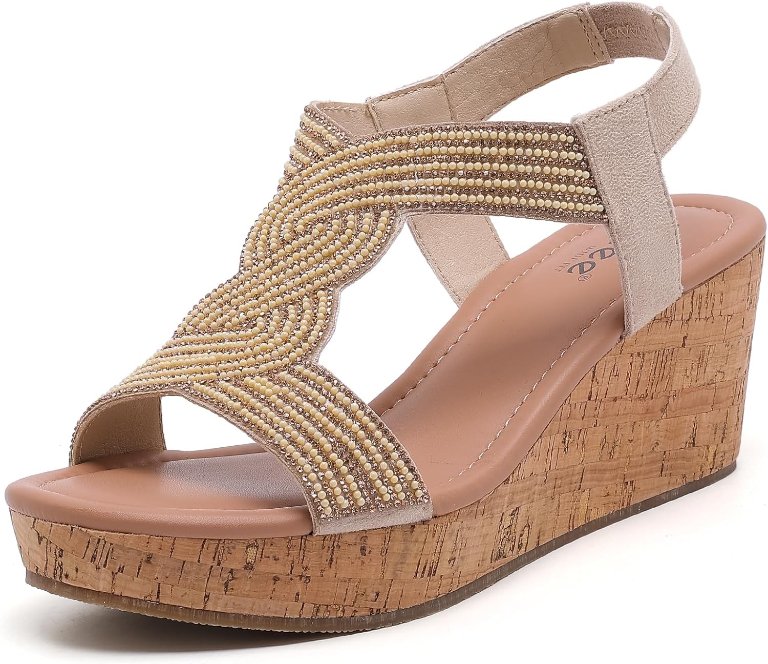 Ruiee Wide Width Wedge Sandals for Women, Comfortable Ankle Strap Open Toe Summer Shoes Platform Wedge Dressy Women Sandals.