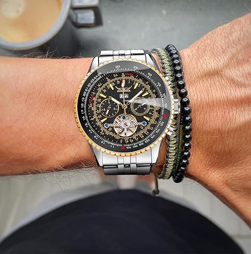 Miniatura 5 de FORSINING Reloj mecánico automático, reloj de esqueleto con diseño de esfera azul, reloj mecánico Tourbillon de moda para hombre, reloj de vestir