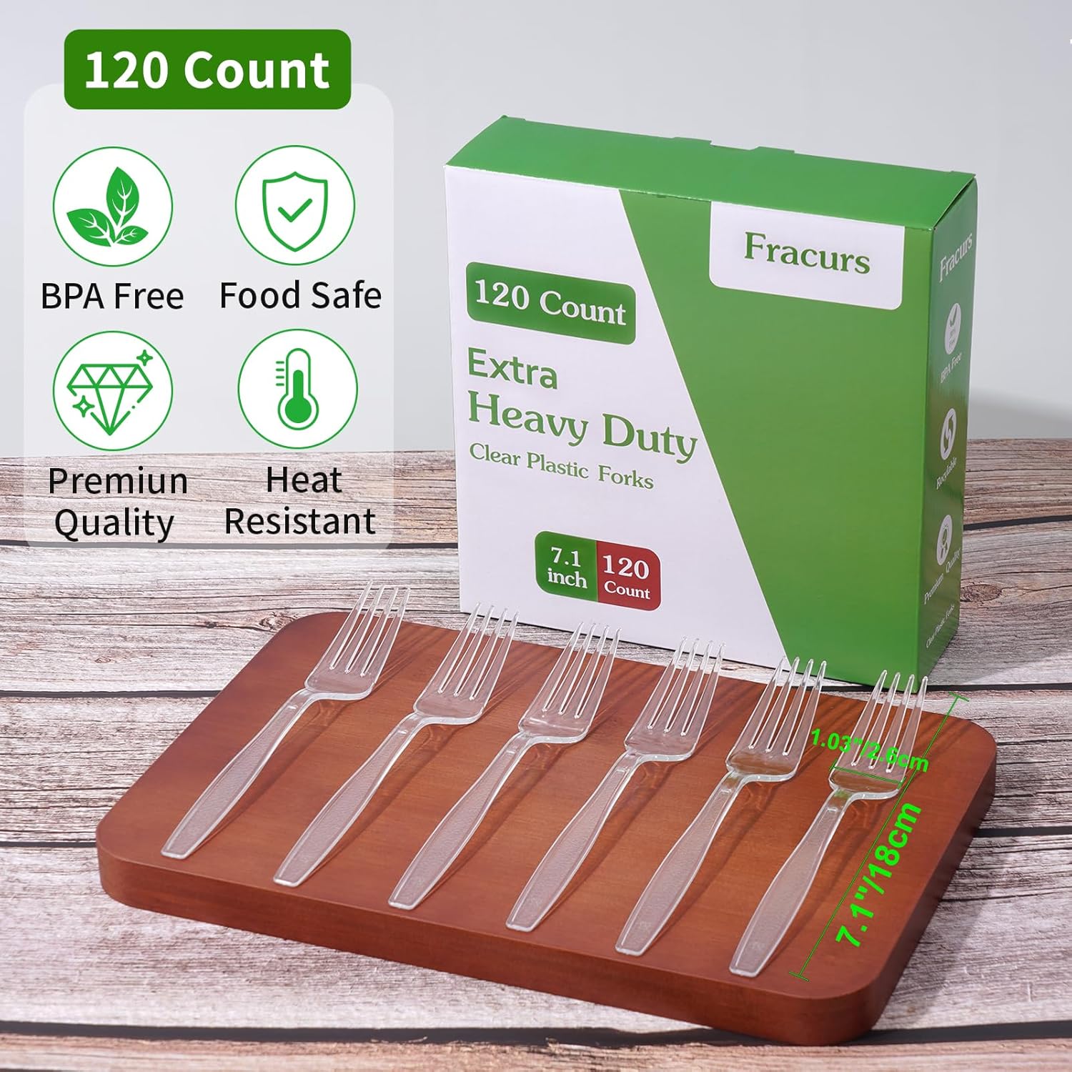 7.1" Extra Plastic Forks Heavy Duty, 120 Count Premium Disposable Forks Bulk, Heat Resistant & BPA-Free, Solid and Sturdy Clear Forks for Parties, Catering, Events and Everyday Use - Image 2