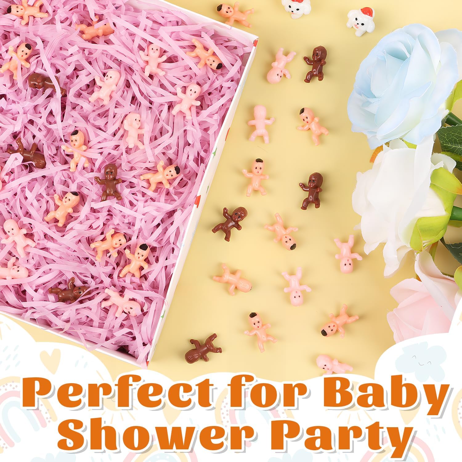 CCINEE 150 PCS Mini Babies for Ice Cube Game, Tiny Plastic King Cake Babies Figurines Bulk for King Cake Baby Shower Games Party Decorations