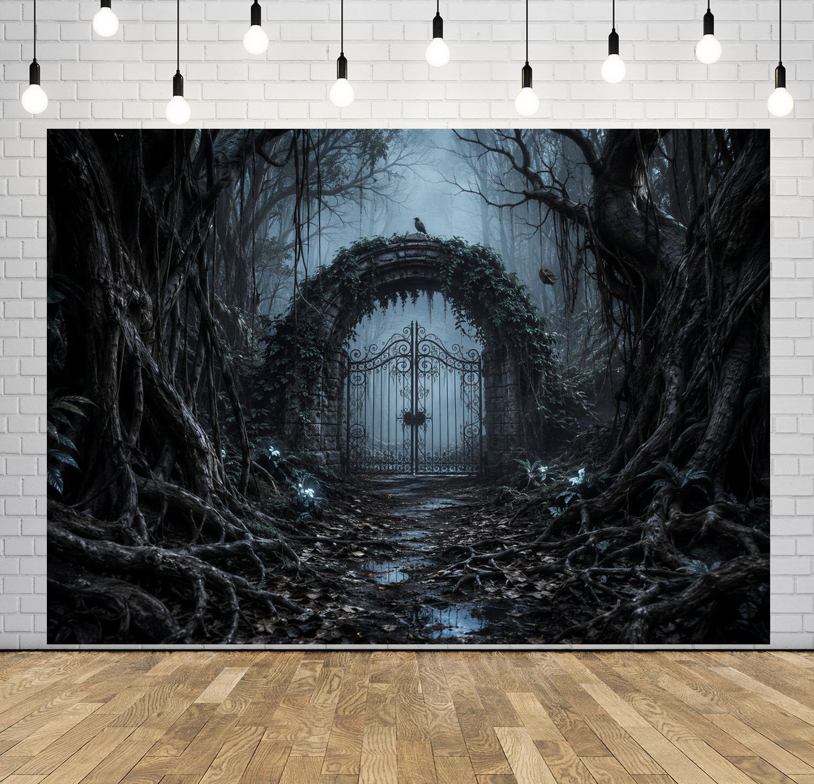 12x10FT (3.6x3m) Cancello Ferro Foresta Spinosa Sfondo Fotografico