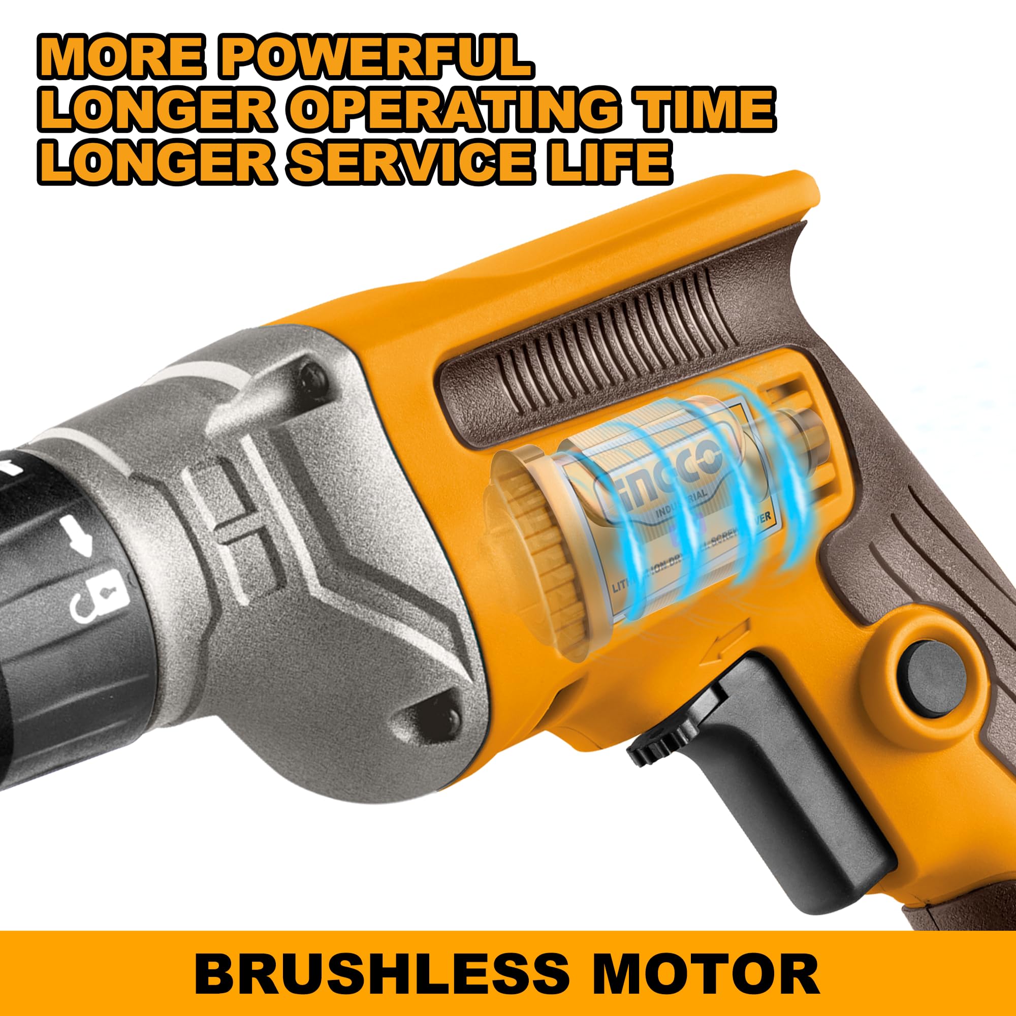 INGCO Professional Cordless Drywall Screwdriver, 4200 RPM, 30 Nm, Depth Adjustment 3
