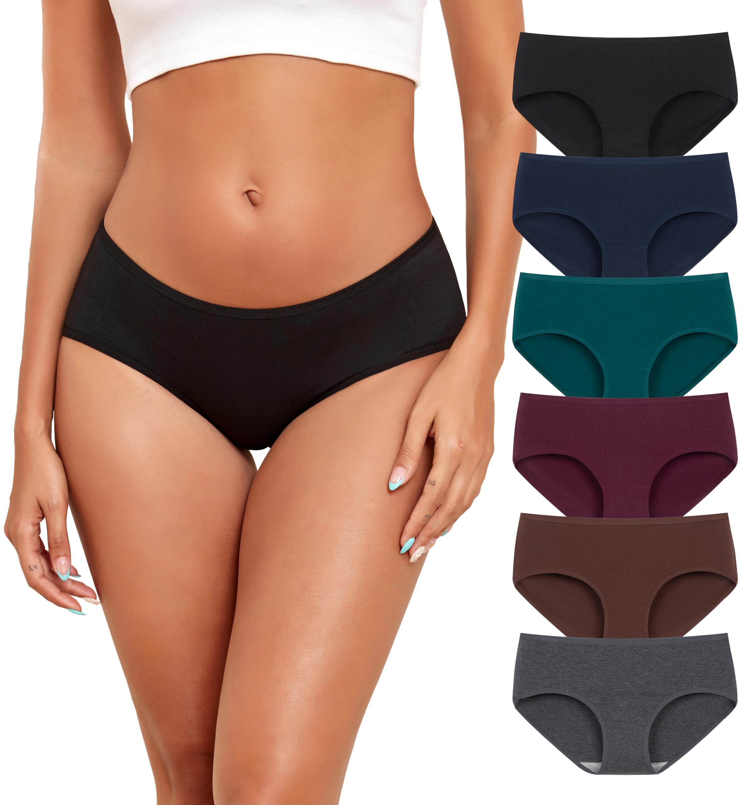 Cotton Hipster Panties for Women Mid Rise Underwear Full Coverage Soft Ladies Underwear Pack