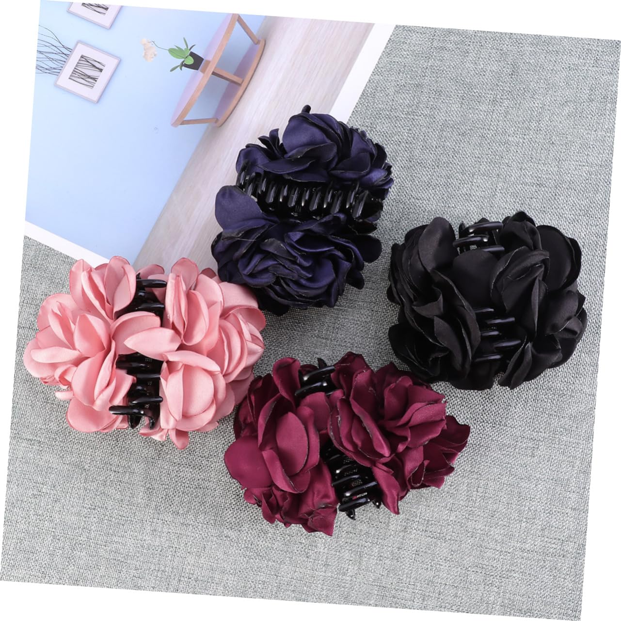 Housoutil 8piezas Pinzas De Pelo De Diseño Para Mujeres Horquillas Atractivas Rojo Negro y Adecuadas Para Bodas Especiales