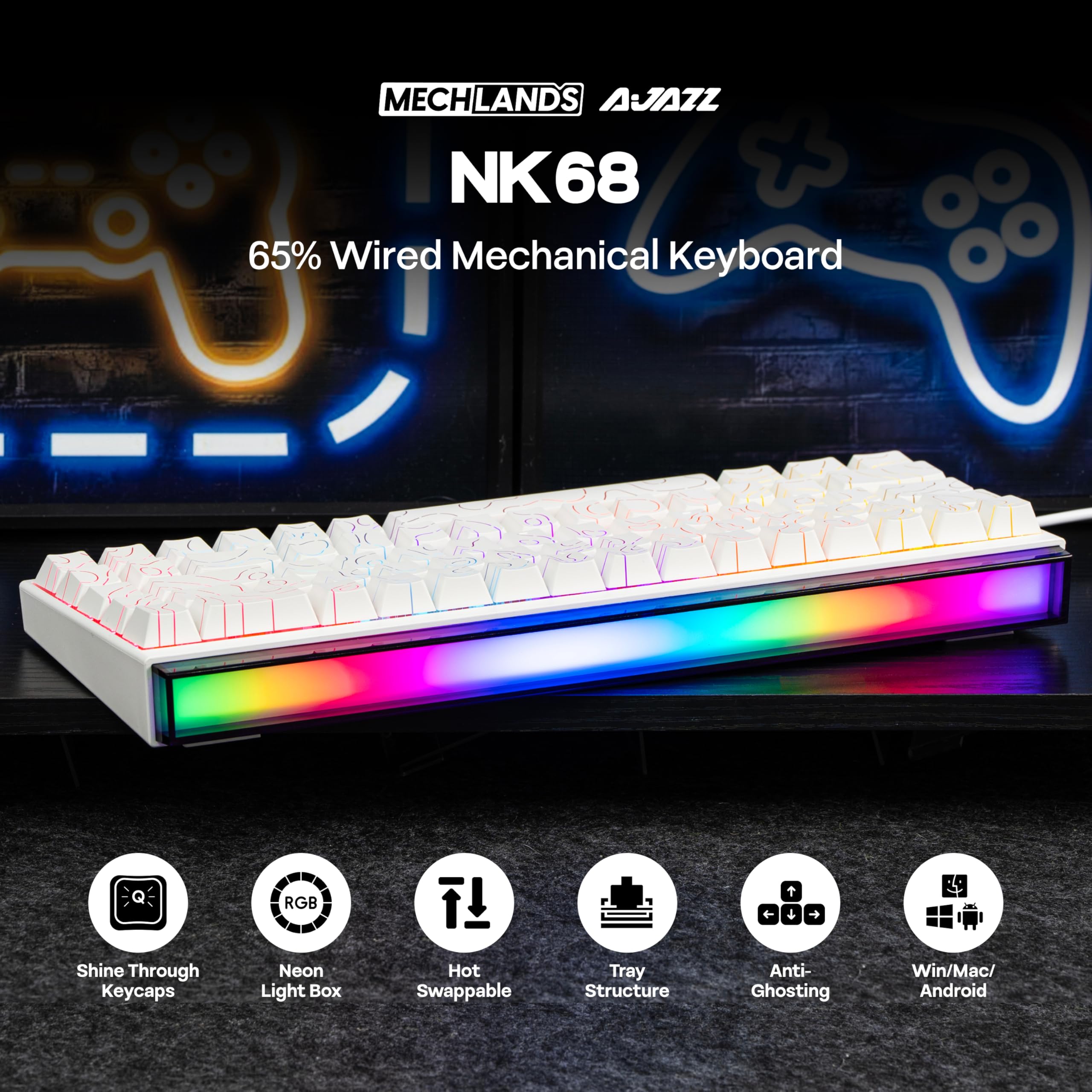 Amazon.com: MechLands AJAZZ NK68 Wired Gaming Keyboard with