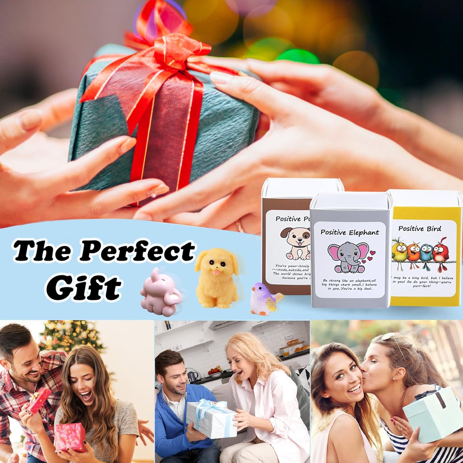 50 Set Positive Dog Gifts Bulk Employee Appreciation Gifts Box Breathing Gift Bulk for Coworker Team Desk Pets Thank You Teacher Dog Ornaments with Cheer up Card Box