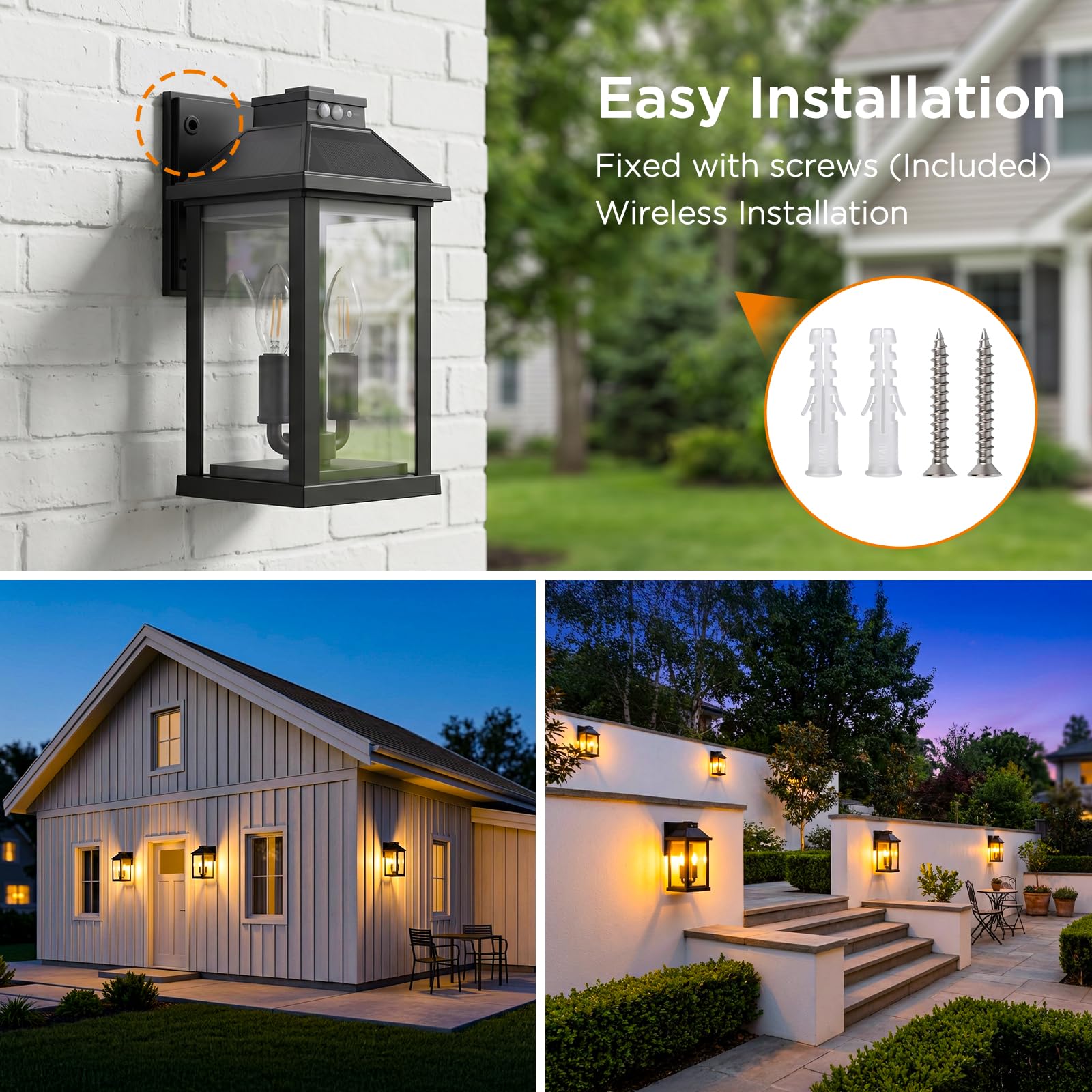 ropelux Solar Lights Outdoor Waterproof 3 Modes Porch Lights Motion Sensor Outside Light for House - product photo
