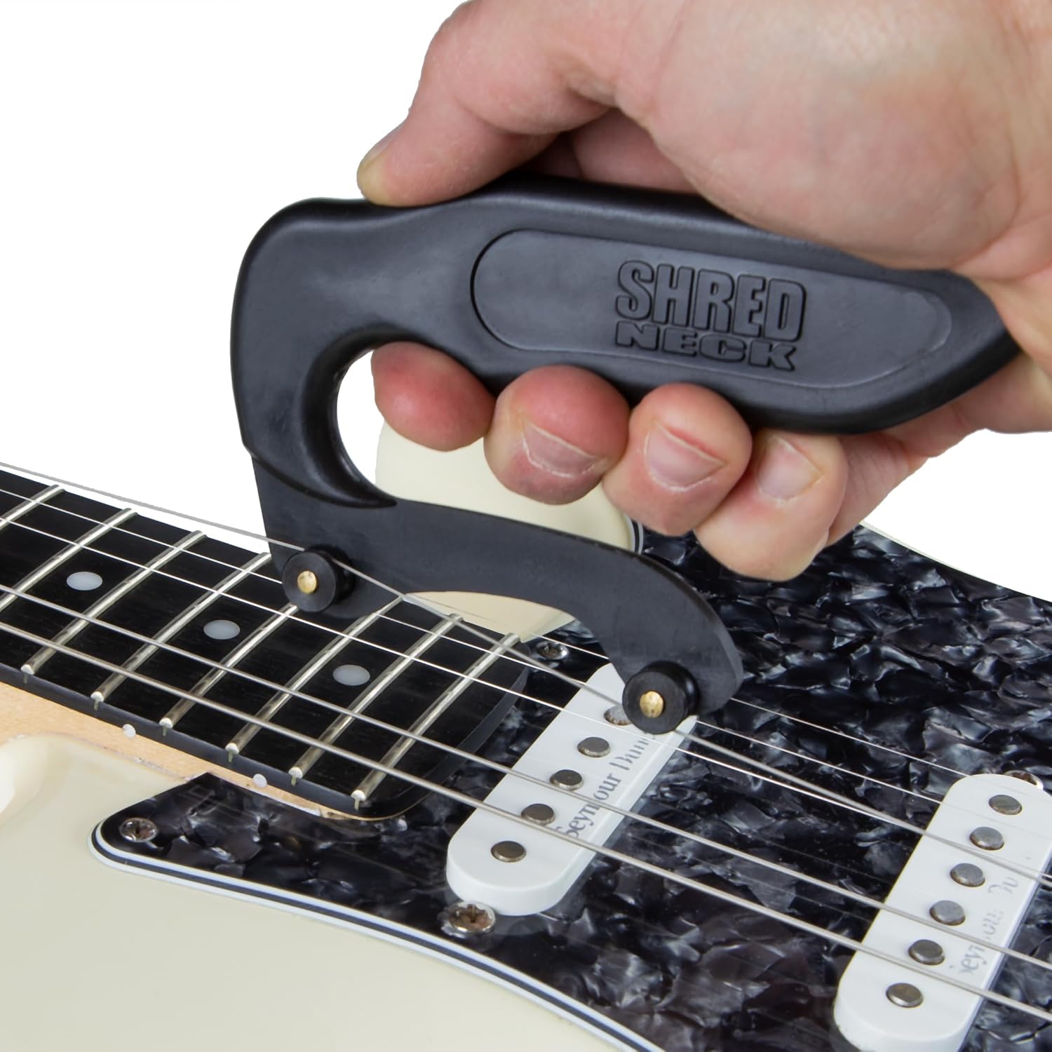 Guitar String Stretcher, Ergonomic Handle with Roller Wheels, Black