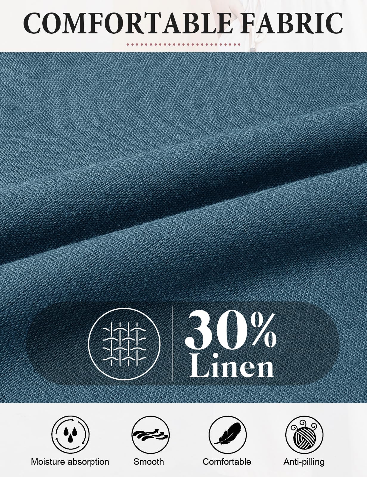 PASUDA Pantaloni Donna Pantaloni in Lino Estivi Larghi da Donna Eleganti Elastico Vita Alta Pantaloni Gamba Dritta Casual Leggeri Pantalone con Tasche e Coulisse Laterale