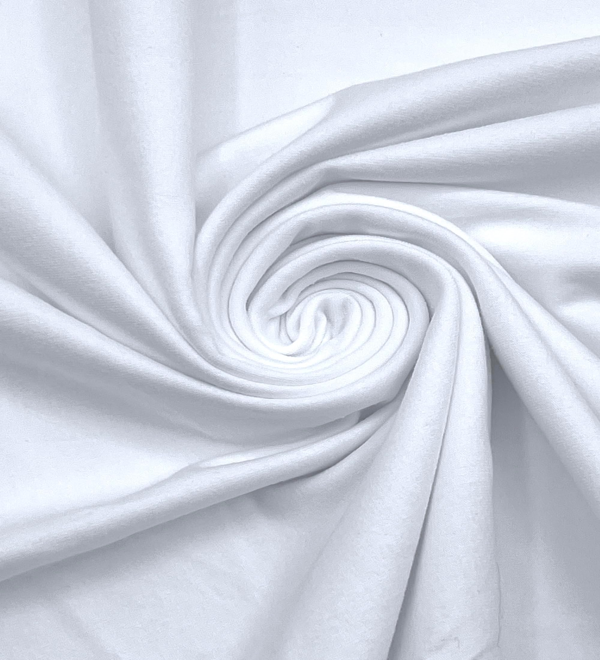 EOVEA - Cotton Spandex Fabric by The Yard - 4 Way Stretch Fabric - Cotton Jersey Knit Fabric - Stretchy Fabric - Cotton Jersey Fabric - T-Shirt Fabric 60" Inches Wide | 10 oz(White, 1 Yard)