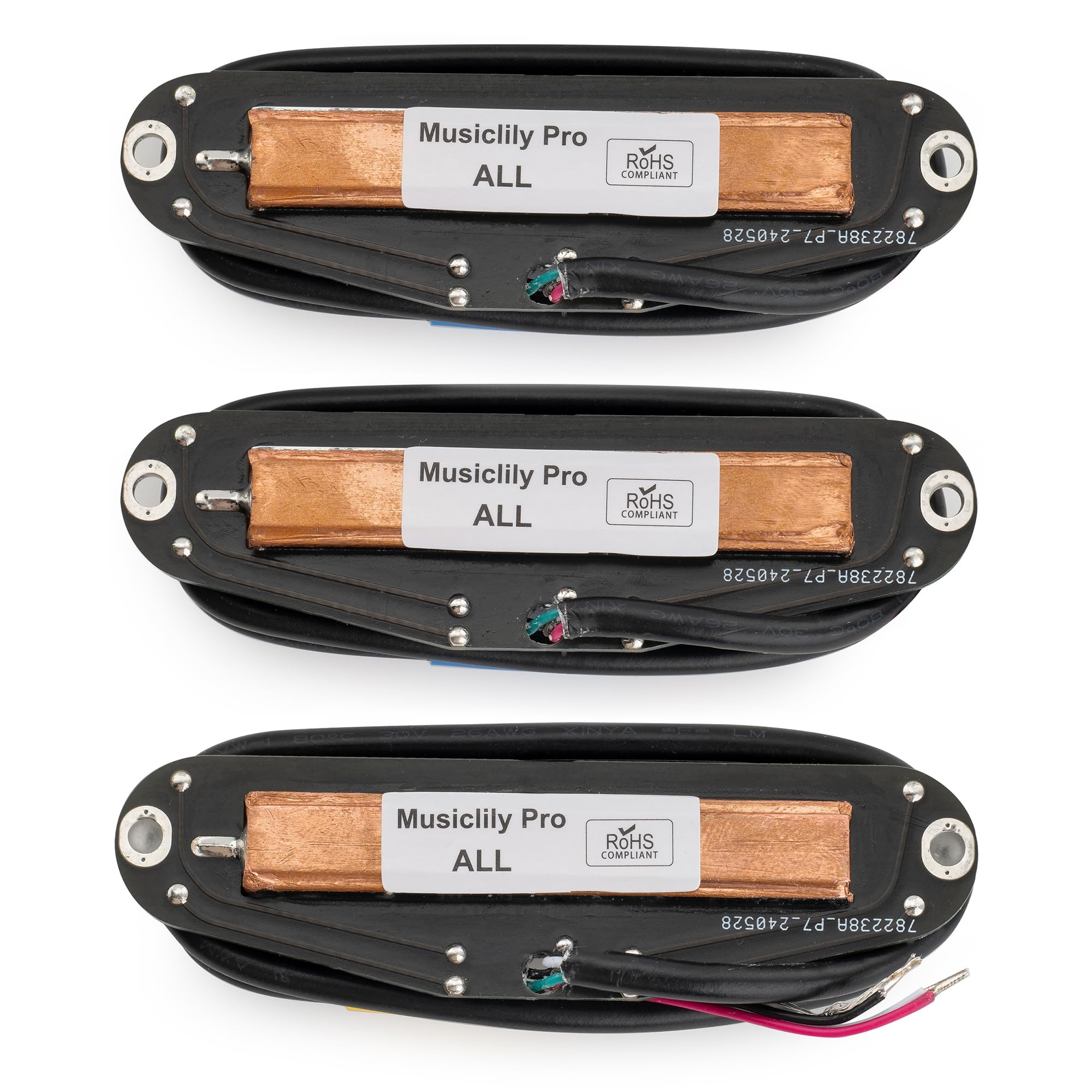 Musiclily Pro ST-DPHC Céramique Set Micros Humbucker Format Simple Bobinage Super Distortion pour Guitare électrique Style Strat, Corps Zebra Rail Chrome