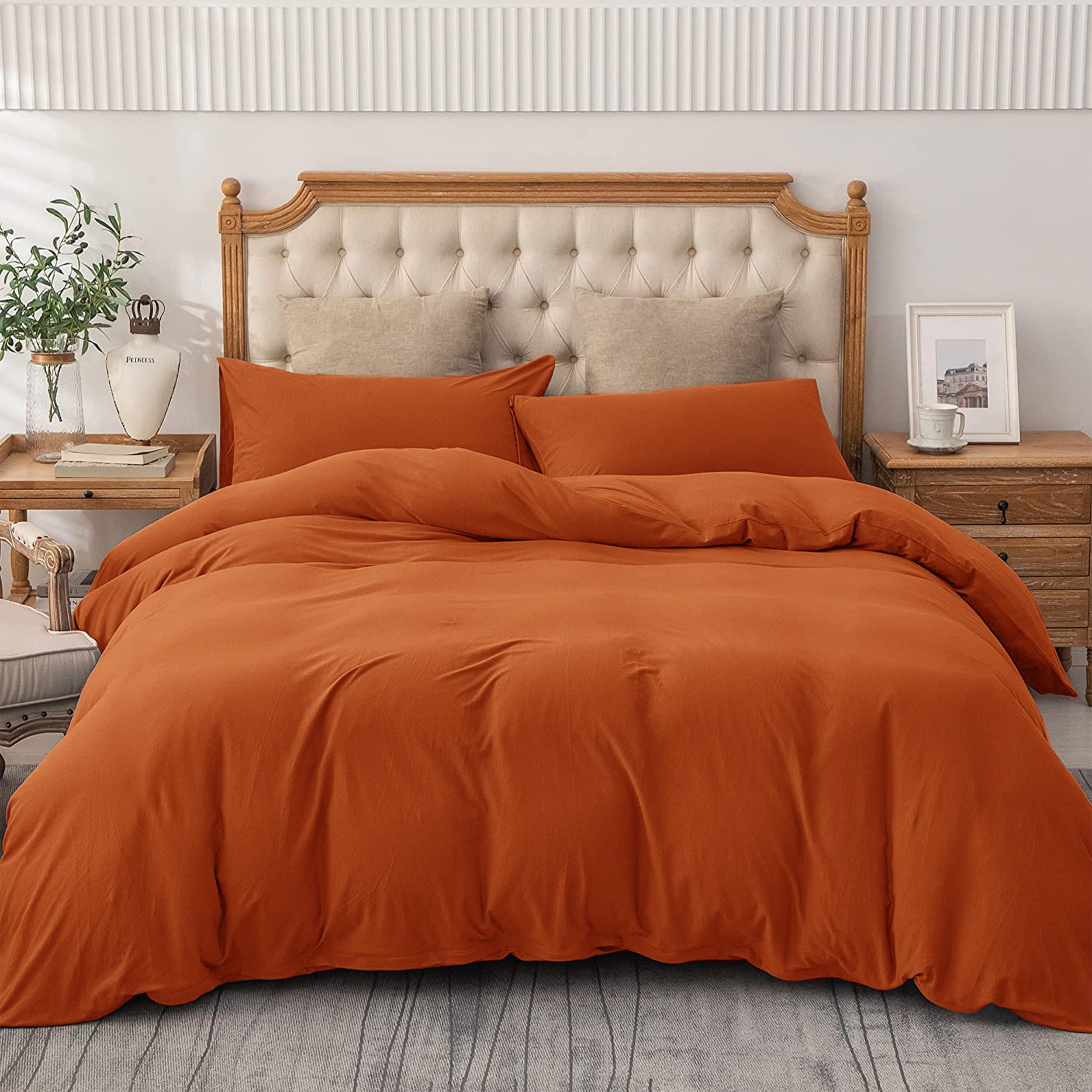 Ameha Rust Single Duvet Cover Set Soft Brushed Microfibre 2Pcs Bedding Quilt Cover With Pillowcases