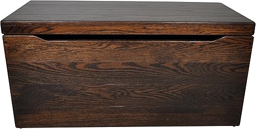 Baúl de almacenamiento de madera de 30 pulgadas  Baúl de almacenamiento hecho a mano con bisagras anti-lamas, baúl de madera maciza con asas, cofre