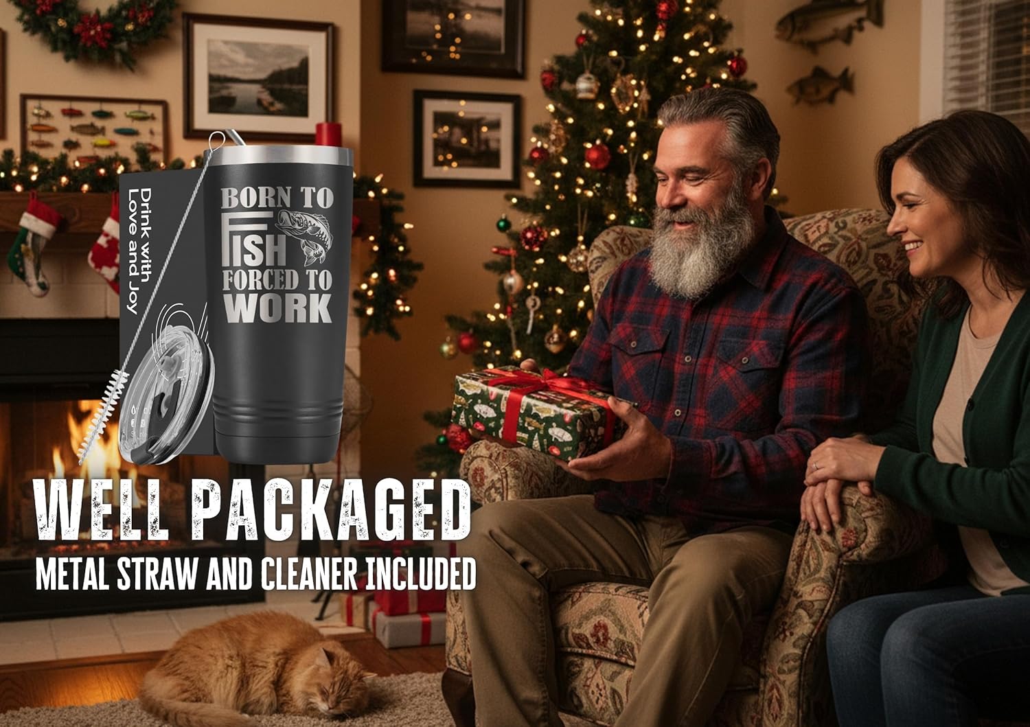 Onebttl Fishing Gifts for Men, Fishing Mug for Men, 20oz Stainless Steel Tumbler, Laser Logo, Born to Fish - Image 7