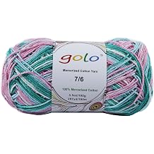 golo Mercerized Cotton Yarn for Hand Knitting, 7/6,Crochet Thread Size 3, 3.5oz,Crochet Yarn for Knitting D227