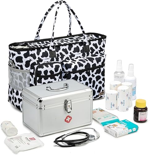 Miniatura 2 de Rabjen Bolsa de mano para enfermera para el trabajo con funda acolchada para laptop de 15.6 pulgadas, bolsa de hombro para suministros médicos para