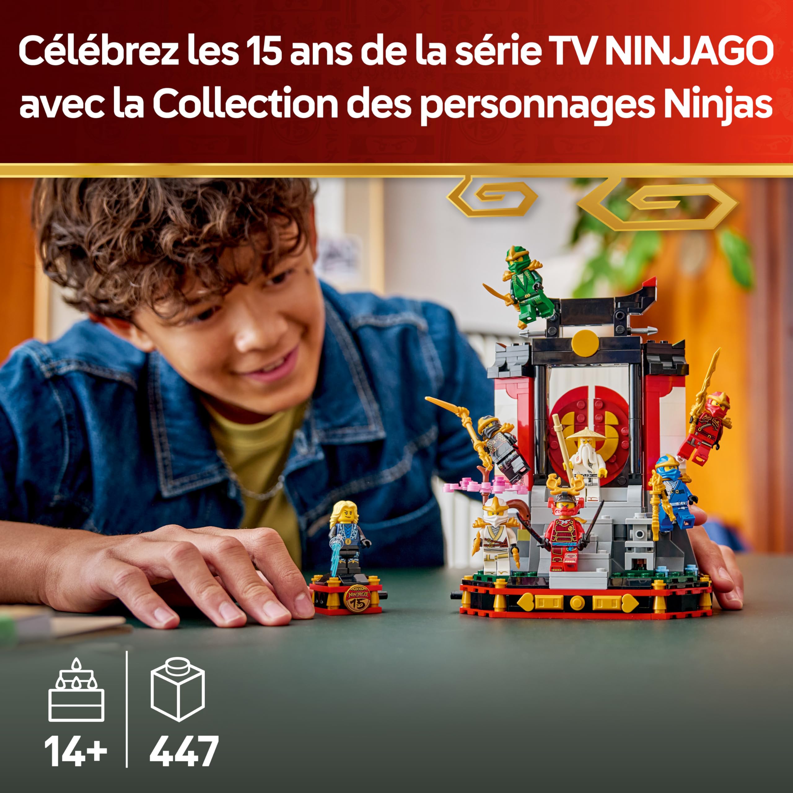 LEGO Ninjago 15e Anniversaire : Collection des Personnages Ninjas - Maquette de Porte de Monastère avec 8 Minifigurines Collector & Sabres - Cadeau pour Garçon dès 14 Ans ou Adulte Fan 71866
