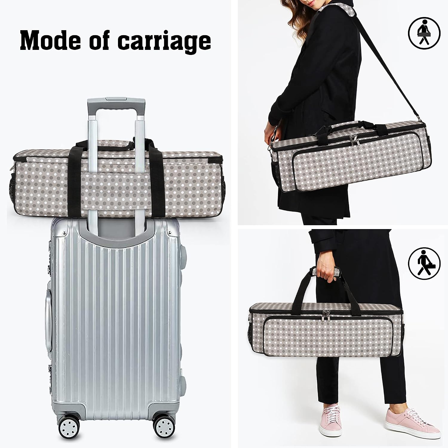 Yarwo Carrying Case Compatible for Cricut Maker, Explore Air 2, Silhouette Cameo 4 and Cameo 3, Travel Storage Bag with Pockets for Craft Tools and Supplies, Gray Dots (BAG ONLY)