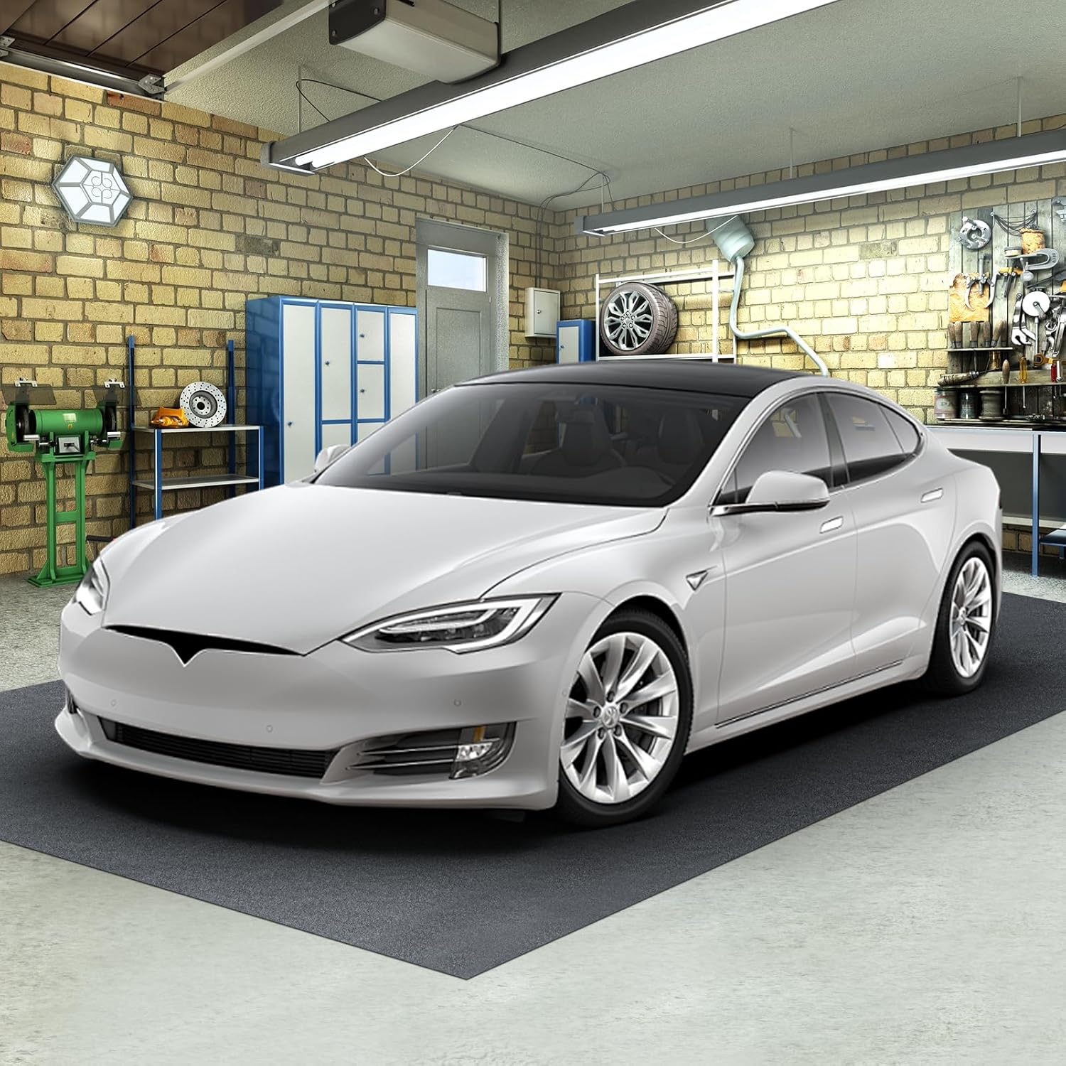 Tangkula 17' x 7.4' Garage Floor Mat, Absorbent Oil Spill Parking Mat for Under Car, Reusable & Washable Garage Flooring Rug, Protects Garage & Shop Floor, Non Slip & Waterproof Backing, Includes Tape