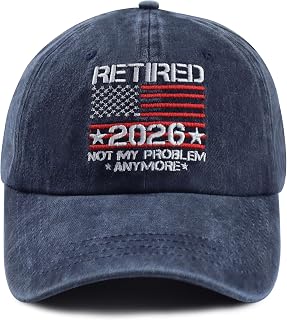 Retired 2026 Not My Problem Anymore Hat, Classic Cotton Embroidered USA Flag Decor Retirement Baseball Cap for Men Women