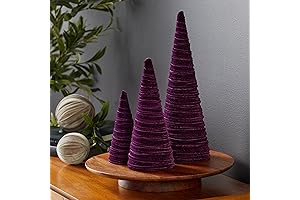 Plum Velvet Cones Set of 3 For Holiday Home Decor