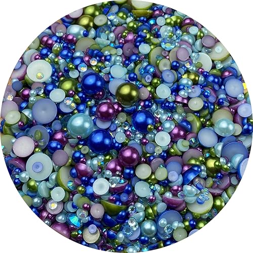 Mezcla de perlas planas y diamantes de imitación diamantes de imitación de resina de 223 onzas 212oz perlas medias redondas para manualidades