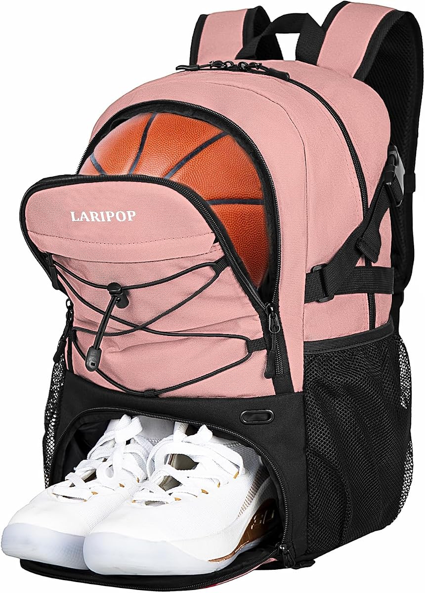 LARIPOP Basketball Backpack with Ball Compartment - Ventilated Shoe Pocket Fits US Size 15, Water Resistant 30L Sports Bag for Men Women Teen Athletes Practice Travel